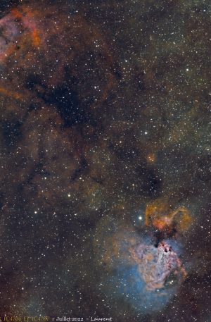 M16, NGC 6605, NGC 6596, M17, M18, IC 4706 et IC 470