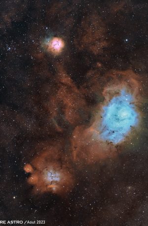 M8, M20 et NGC 6559 : la grande nébuleuse de la Lagune et la nébuleuse de la Trifide