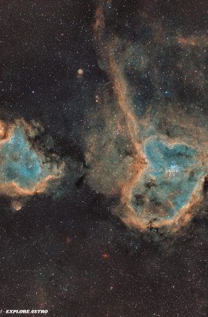 IC1805 et IC1848 :  la nébuleuse du Cœur et la nébuleuse de l&rsquo;Âme